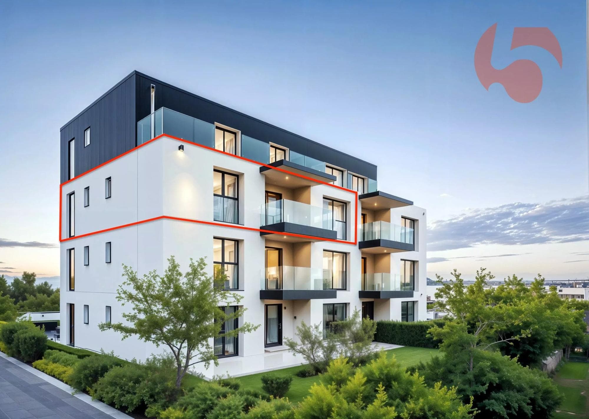 Bel appartement de standing au 2ème étage dans immeuble contemporain aux lignes épurées !