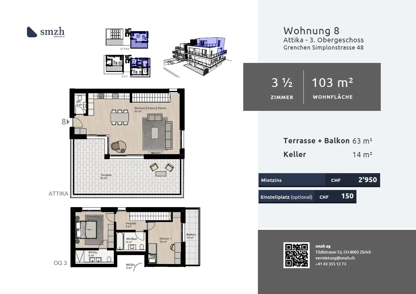 Moderne 3.5-Zimmer Maisonette mit Terrasse in Grenchen