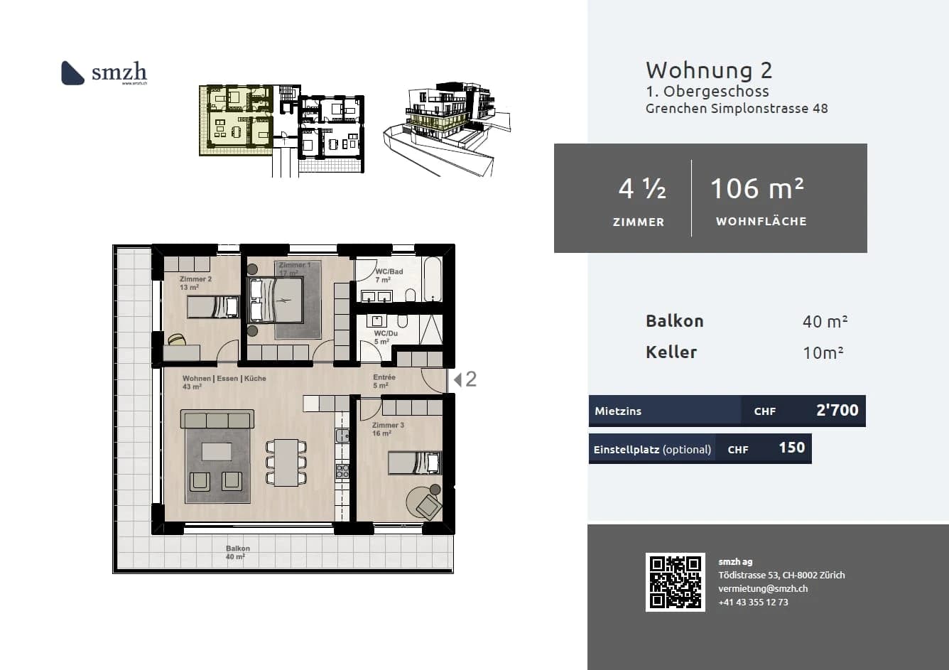4.5-Zi.-Neubau mit 40 m² Balkon in Grenchen - Erstbezug