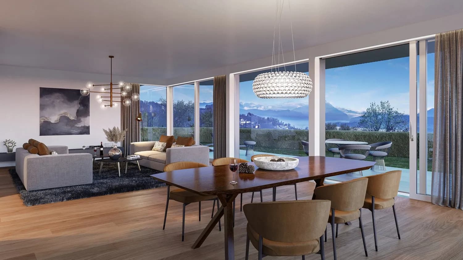 Städtisch, luxuriös Wohnen mit Aussicht und Garten