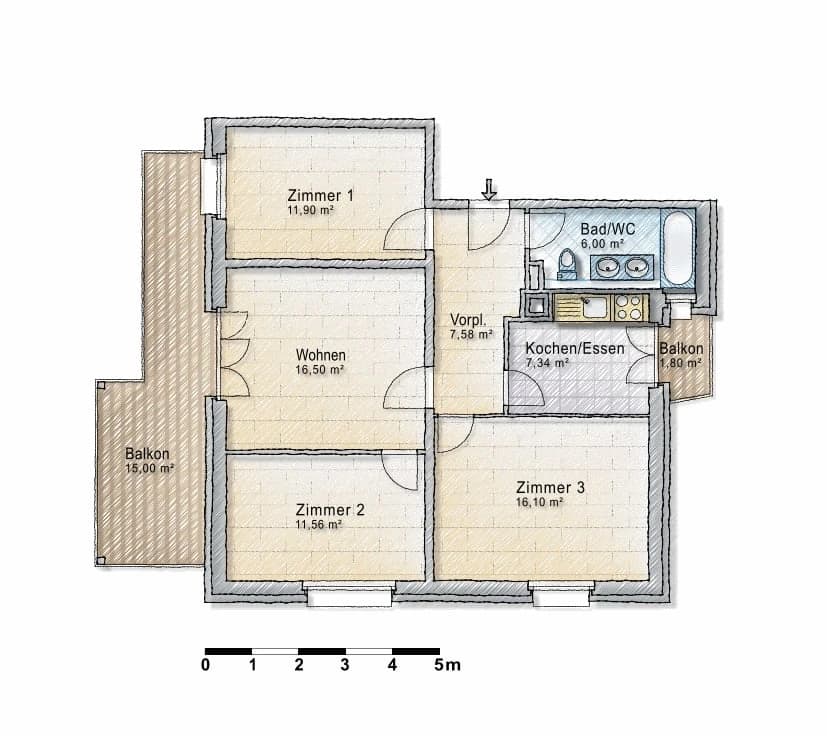 Gemütliche 4.5 Zimmerwohnung in ruhiger Gegend!