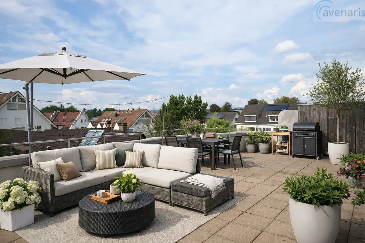 Sonnige 4.5-Zimmer-Wohnung mit Balkon und grosser Dachterrasse