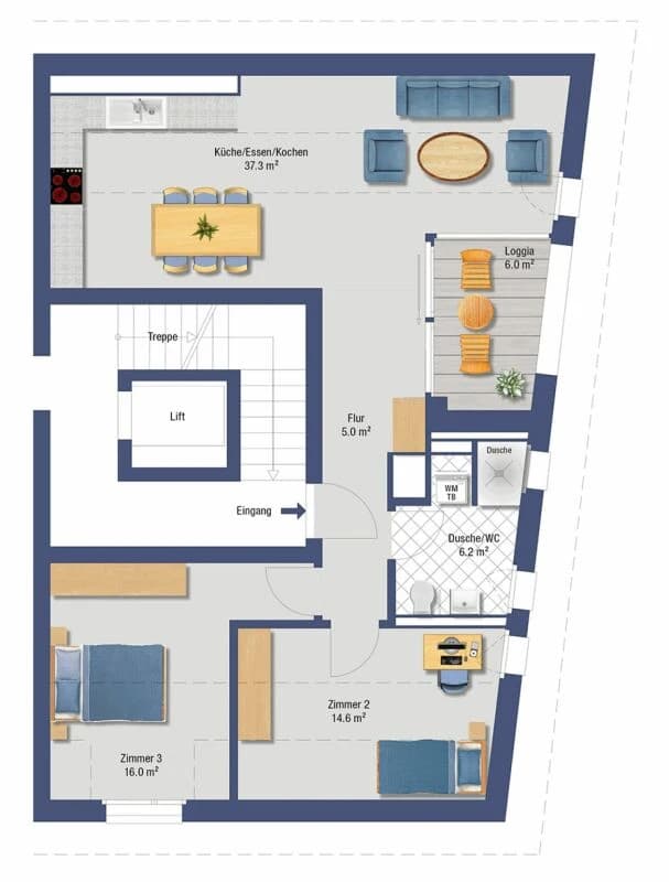3.5-Zimmer Dachwohnung mit Loggia in Riedikon