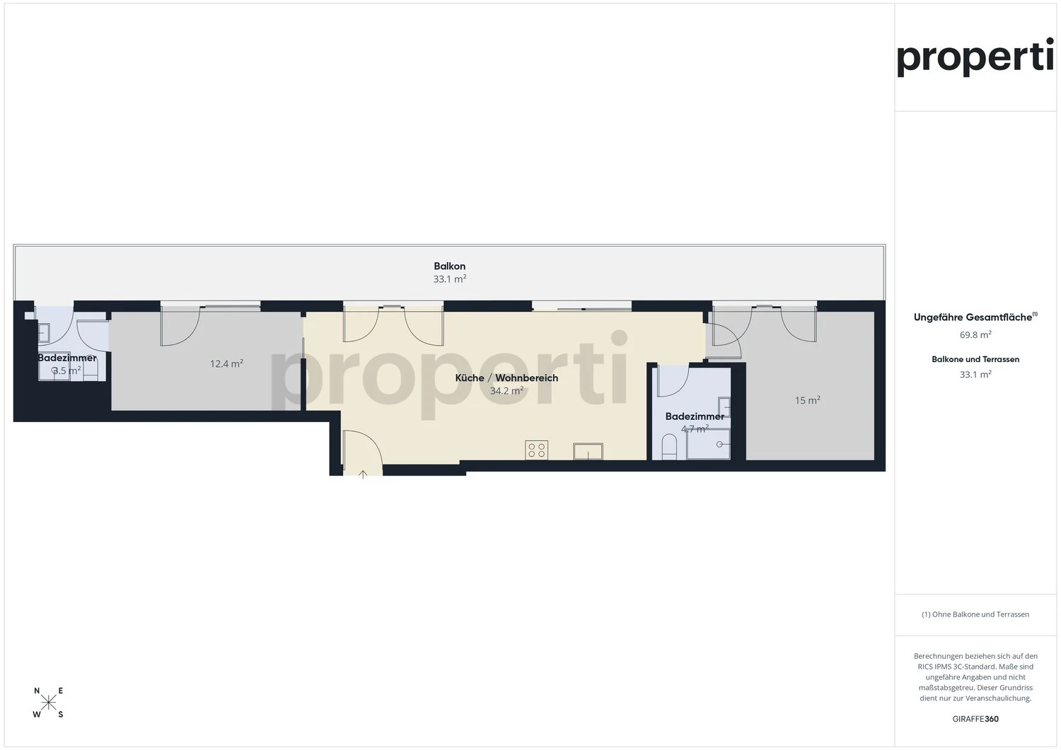 Moderne 3.5-Zimmer-Wohnung mit Balkon, Basel