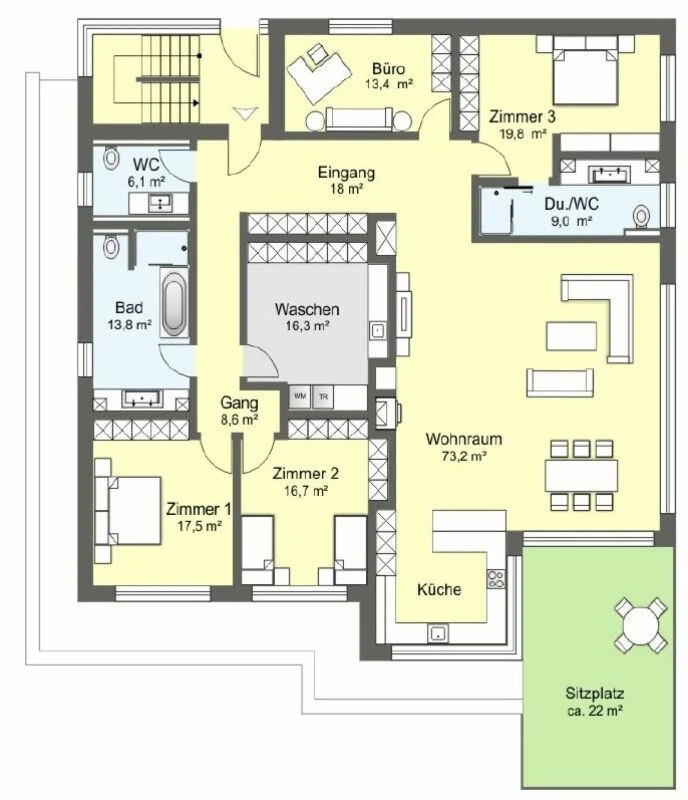 Ländliche Idylle trifft Wohnkomfort: 5.5-Zimmer-Gartenwohnung für ruhige Mieter