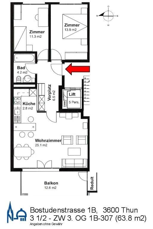 Helle 3.5-Zimmerwohnung im beliebten Bostudenquartier