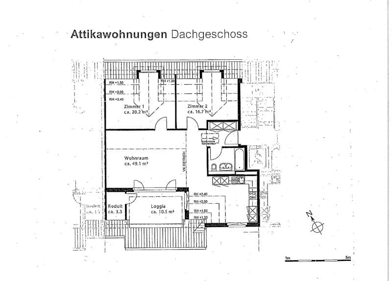 Ruhige Dachwohnung mit Loggia