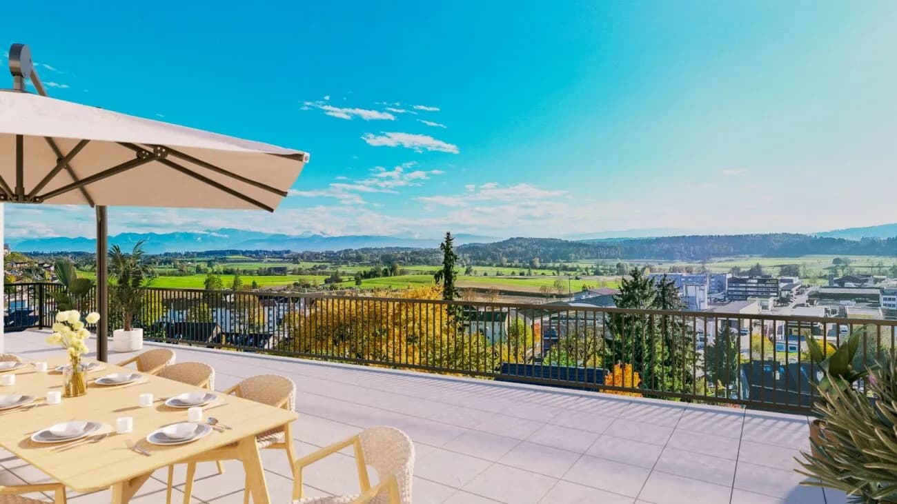 Moderne Skulptur mit Weitsicht: Neubauwohnungen am Galtberg