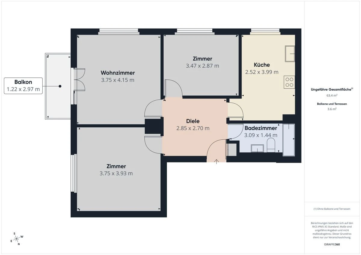 Gemütliche 3.5-Zimmer-Wohnung mit Balkon in zentraler Lage in Allschwil