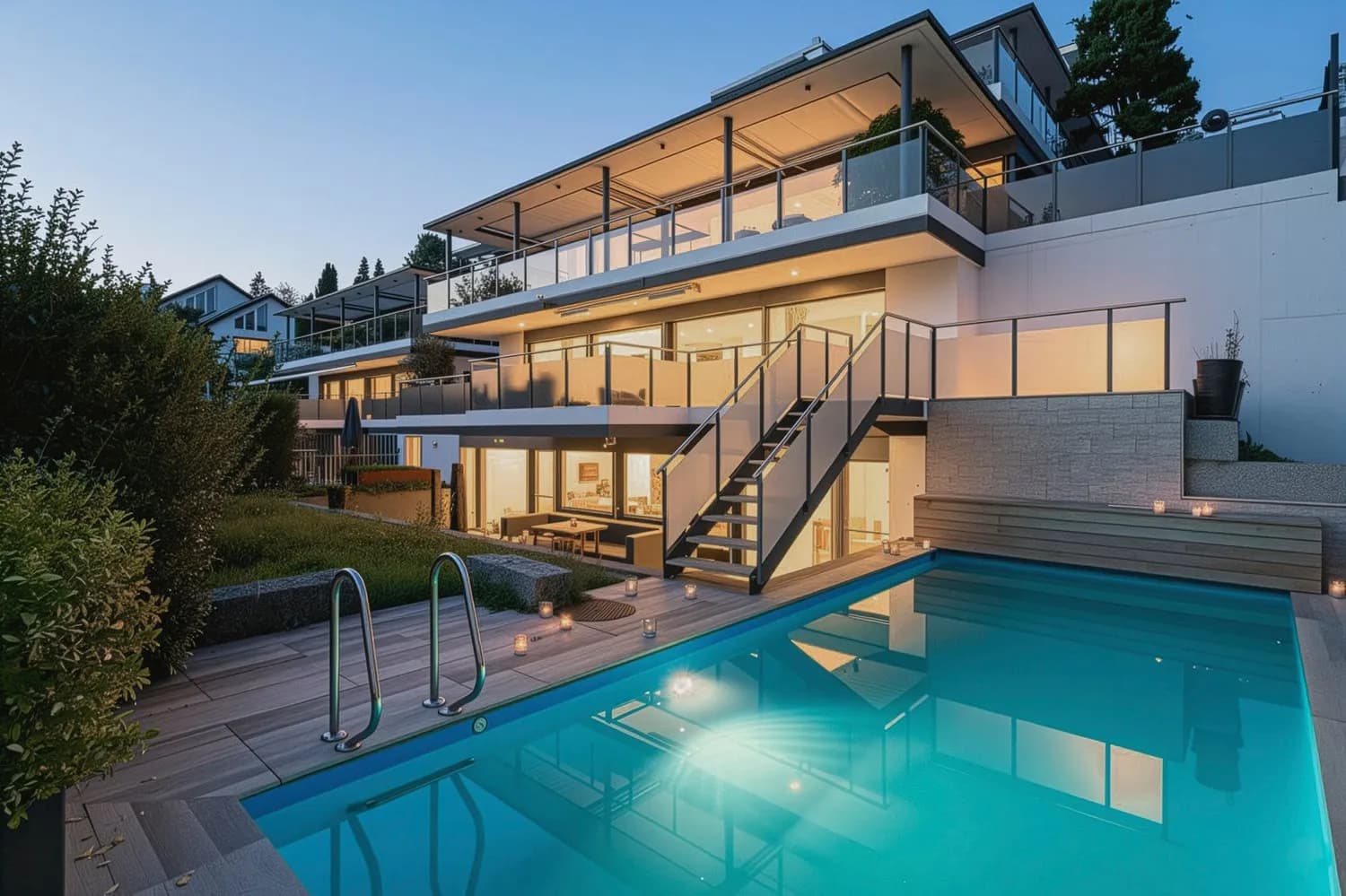 Leben mit Pool, grosser Terrasse und Limmatblick