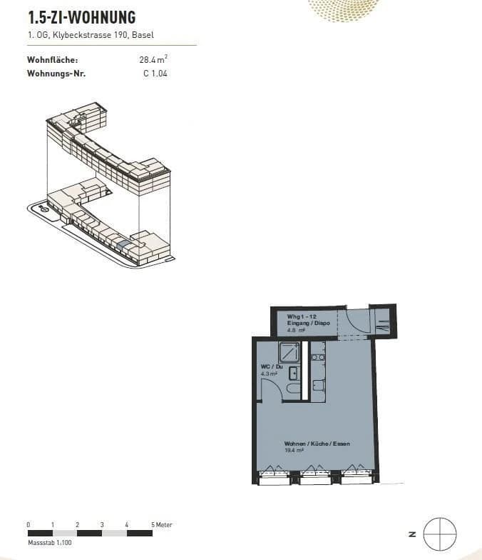 Moderne 1.5-Zimmerwohnung im Klybeckquartier