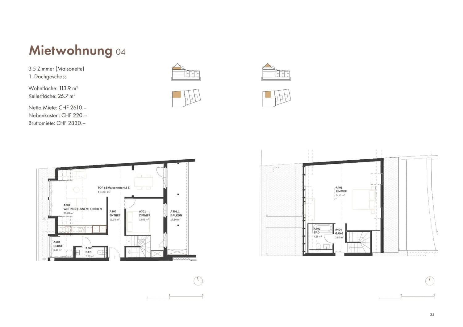 Letzte 3.5 Zimmer-Maisonette-Wohnung!