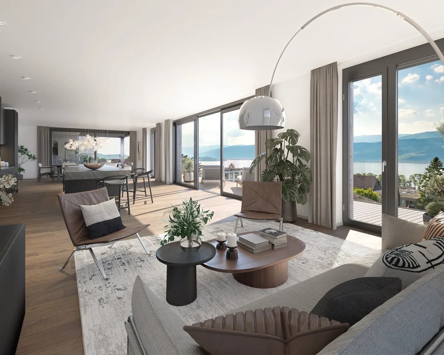 ARCHITEKTONISCHES MEISTERWERK: 5.5 ZIMMER GARTENWOHNUNG MIT HERRLICHR WEITSICHT IN GEROFLINGEN