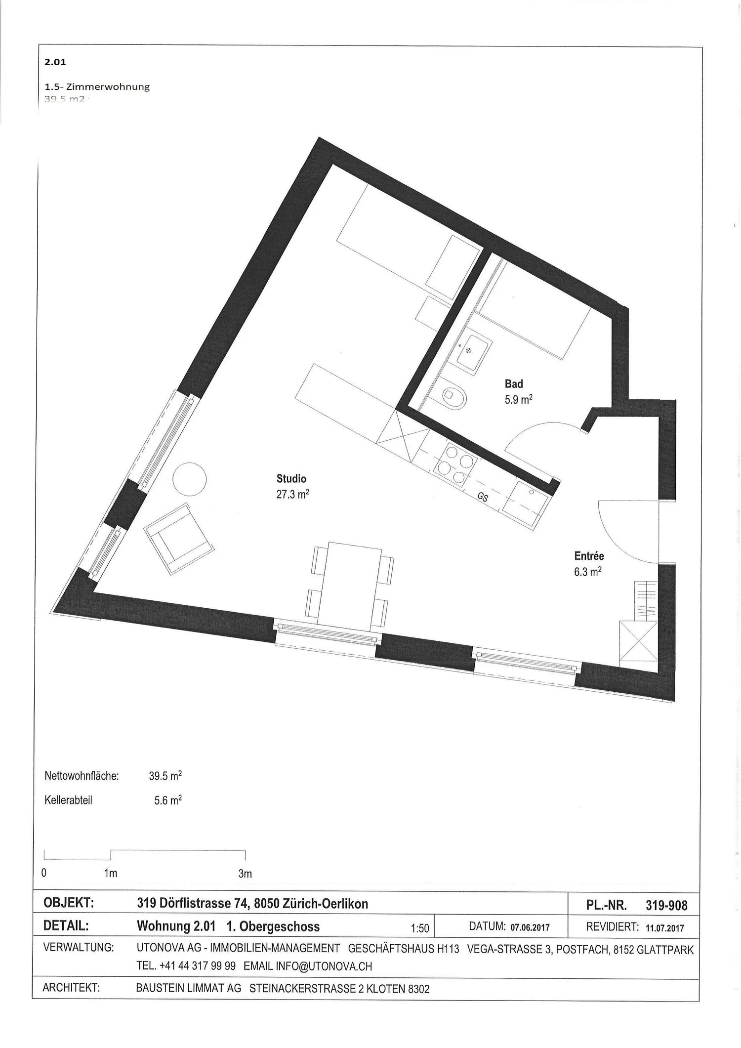Praktische 1.5 Zimmerwohnung an zentraler Lage in Oerlikon