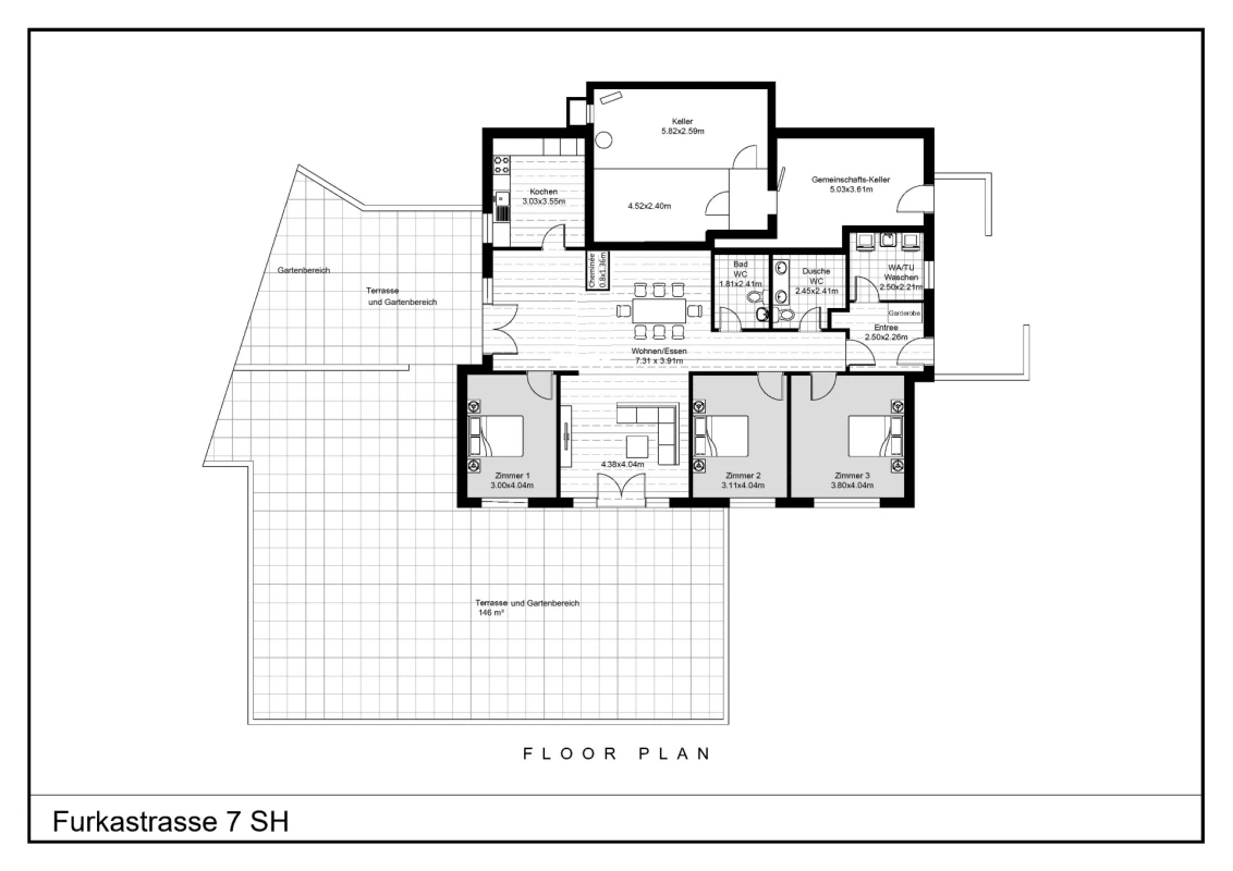 Grosse Sonnenterrasse plus Cheminée im exklusives Terrassenhaus beim Lindli