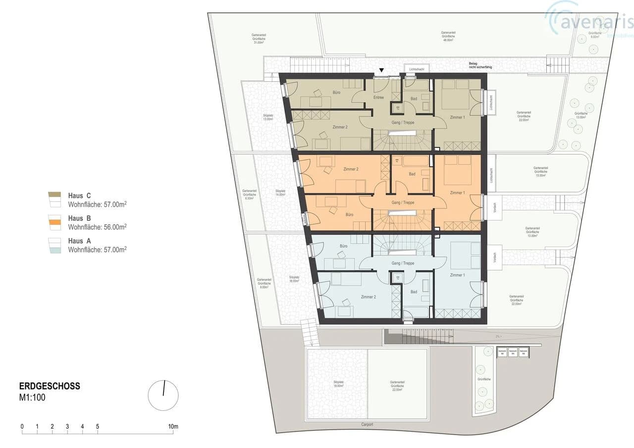 Nur noch ein Haus von drei bewilligten Premium-Reihenhäusern frei
