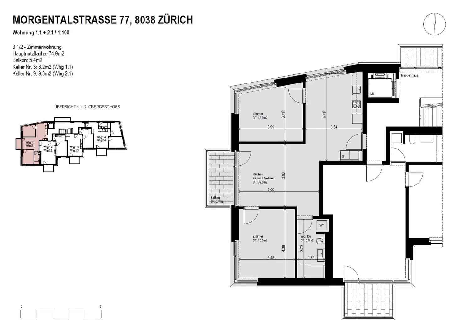 moderne 3.5-Zimmerwohnung mit Aussicht
