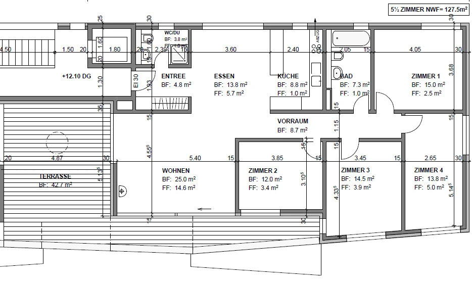 Stilvolle Attikawohnung mit Schwedenofen und grosser Terrasse