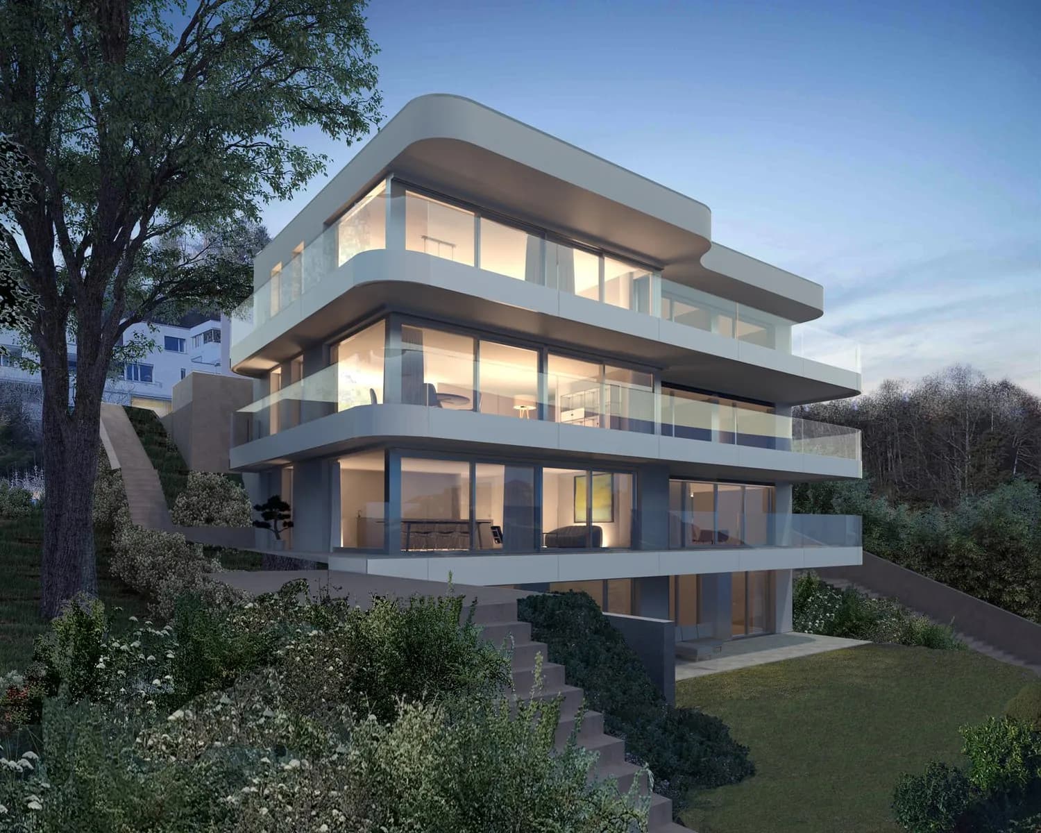 Städtisch, luxuriös Wohnen mit Aussicht und Garten